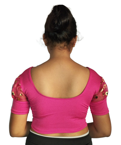 Stretchable Cotton Lycra Blouse with Stylish Puff Sleeves – Breathable & Comfortable | PU Fashion