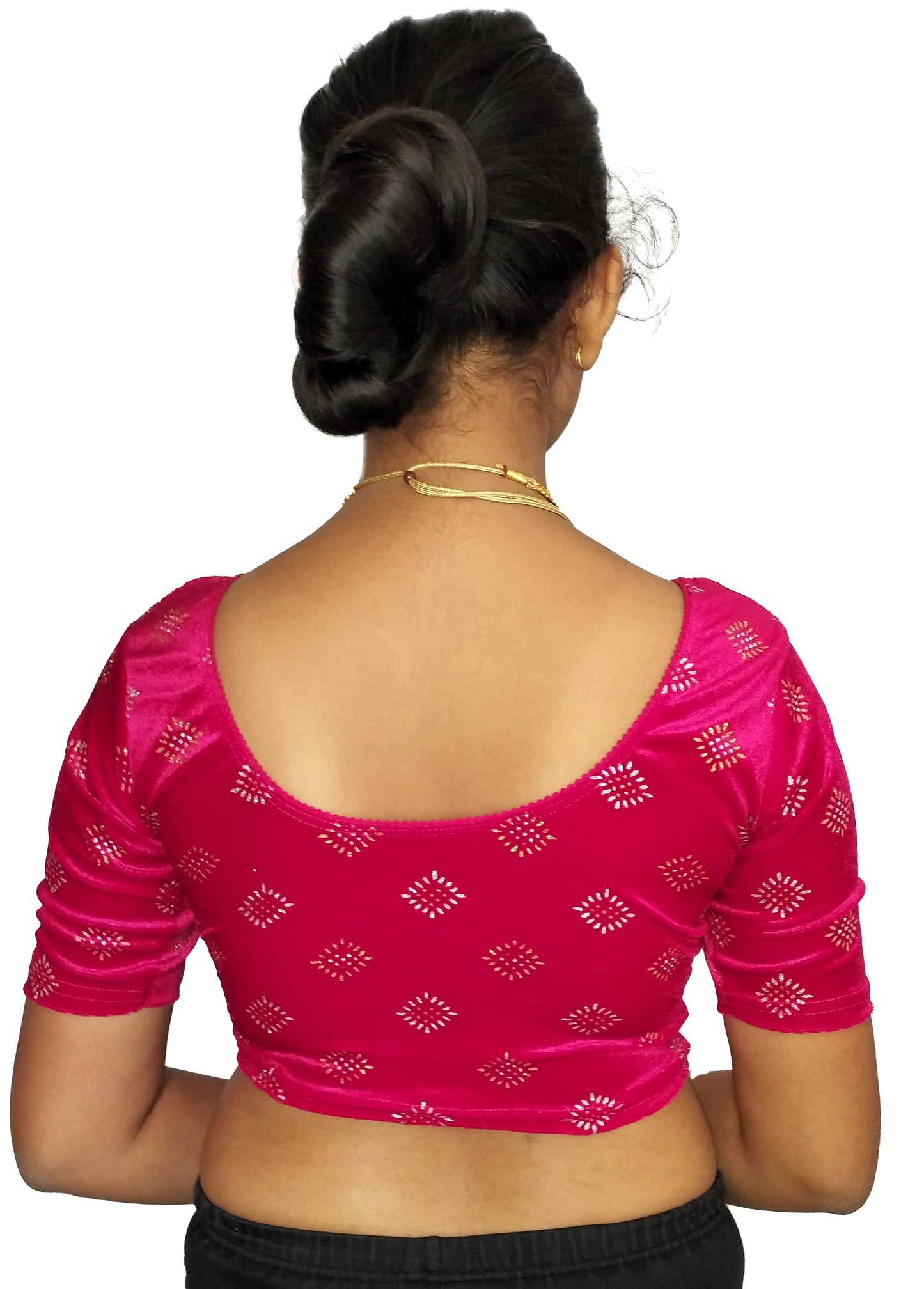PU Fashion Stretchable Velvet Sequin Blouse for Saree, Lehenga, and Party Wear
