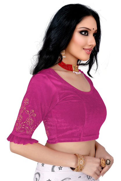 PU Fashion Stretchable Sequin Embroidery Blouse for Saree, Lehenga & Party Wear