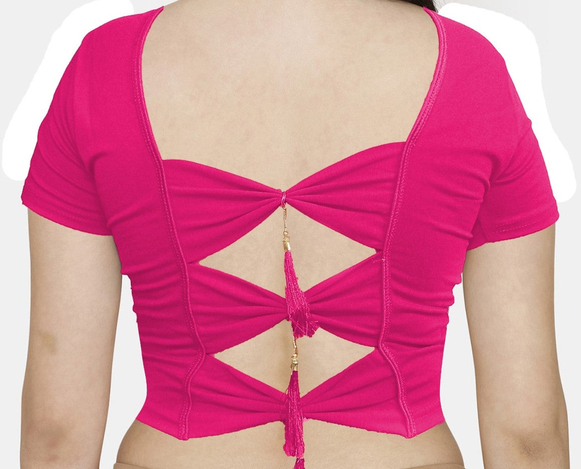 PU Fashion Backless Butterfly Blouse – Stylish Cotton Stretchable Saree Blouse
