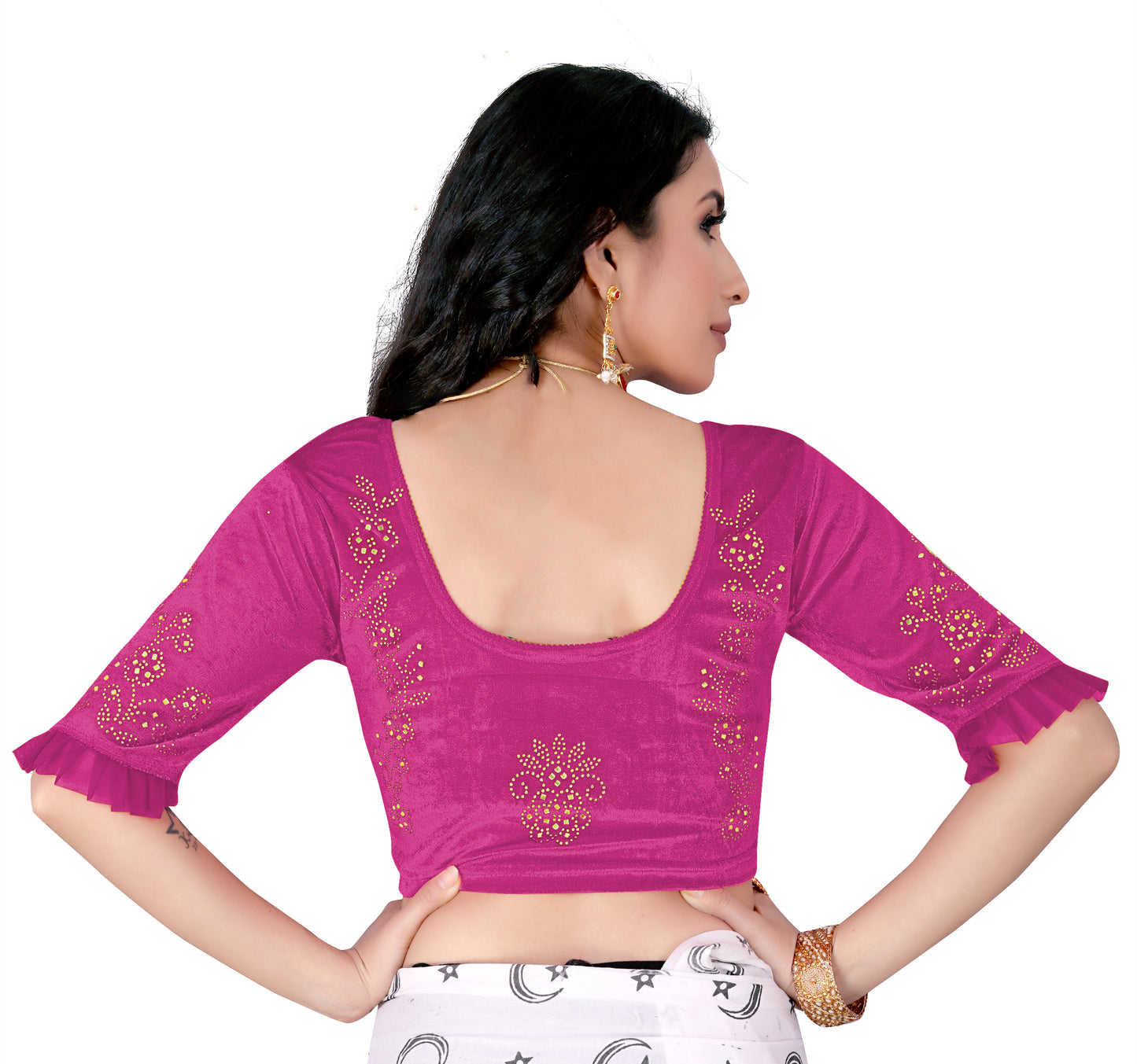 PU Fashion Stretchable Sequin Embroidery Blouse for Saree, Lehenga & Party Wear