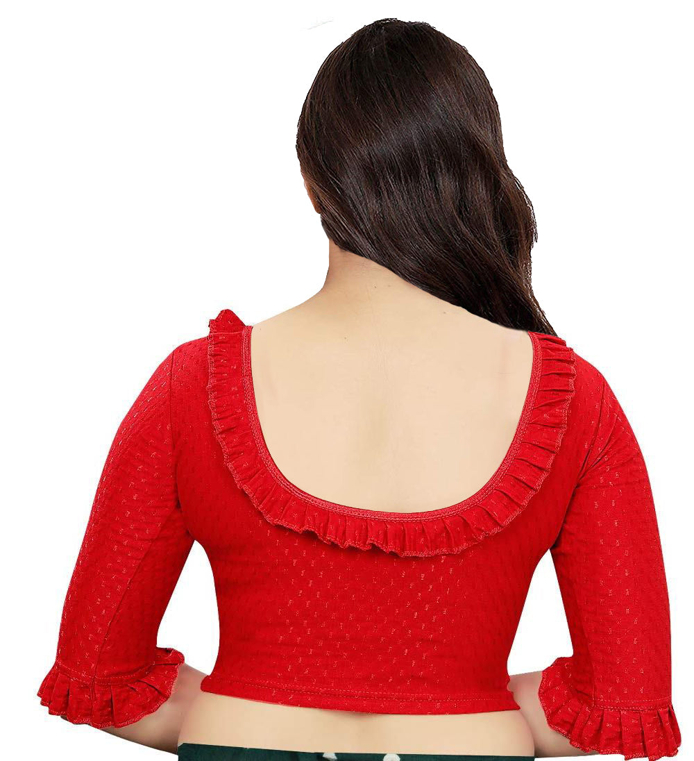 PU Fashion Frill Design Blouse – Stylish Stretchable Readymade Saree Blouse
