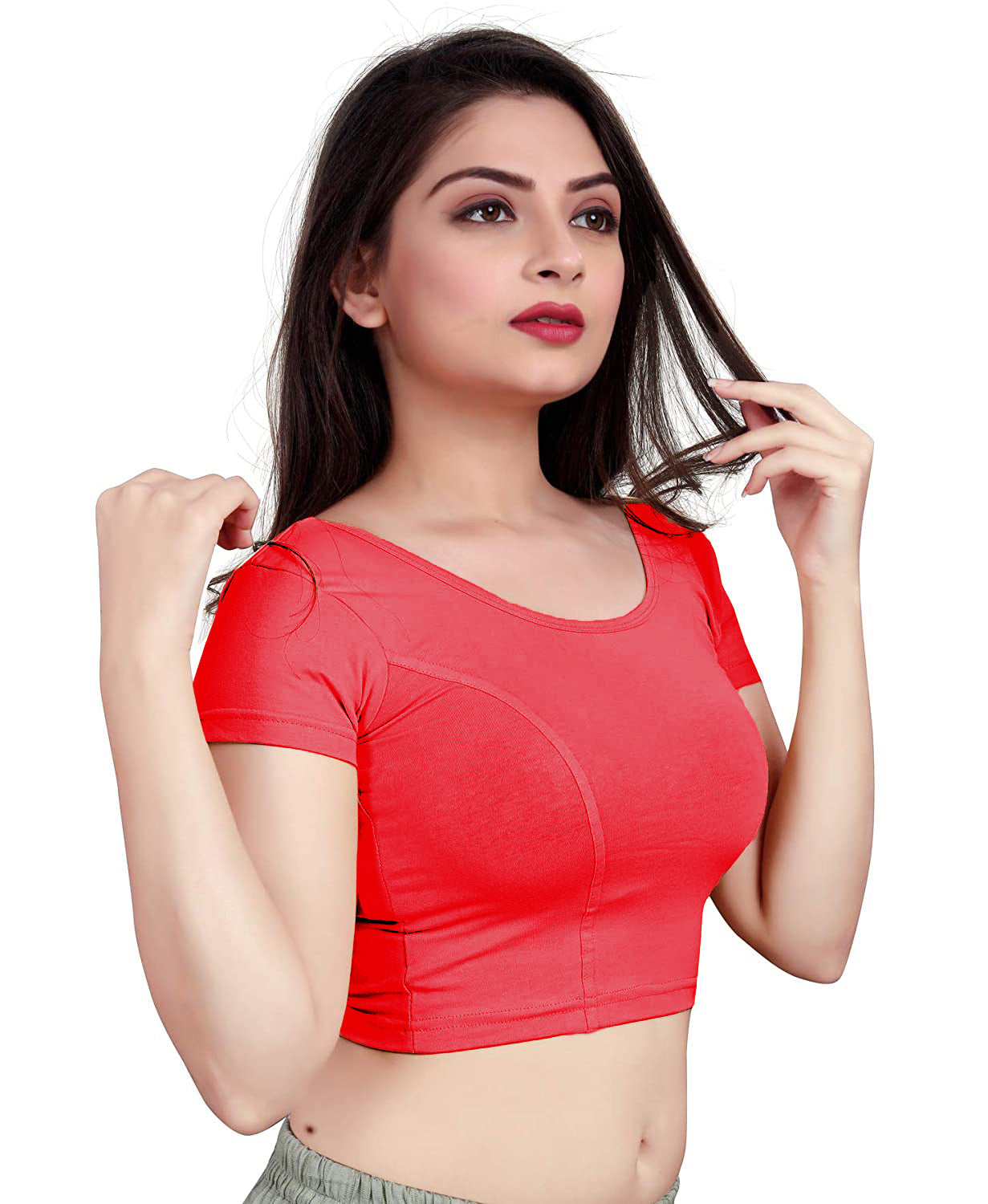 PU Fashion Stretchable Cotton Lycra Blouse – Short Sleeve Readymade Choli