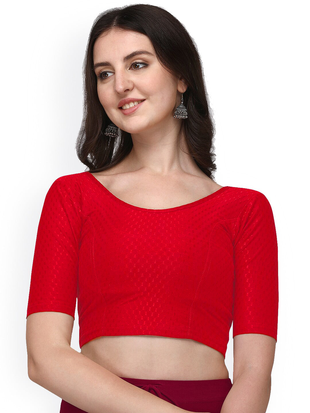 PU Fashion Cotton Stretchable Elbow Sleeve Saree Blouse – Soft & Stylish