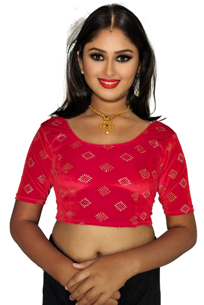 PU Fashion Stretchable Velvet Sequin Blouse for Saree, Lehenga, and Party Wear