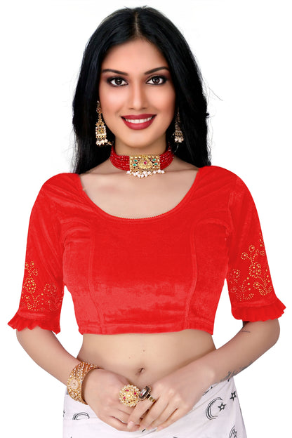 PU Fashion Stretchable Sequin Embroidery Blouse for Saree, Lehenga & Party Wear