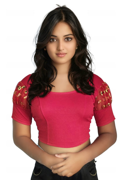 Stretchable Cotton Lycra Blouse with Stylish Puff Sleeves – Breathable & Comfortable | PU Fashion