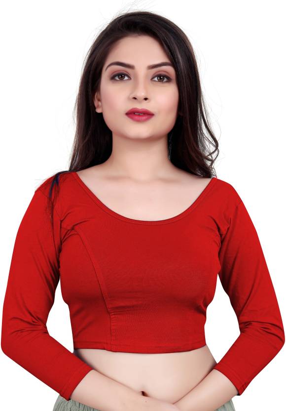 PU Fashion Cotton Stretchable Blouse – Round Neck, Full Sleeve, Readymade Crop Top