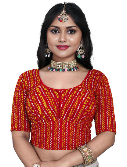 PU Fashion Designer Stretchable Embroidery Blouse for Saree & Lehenga
