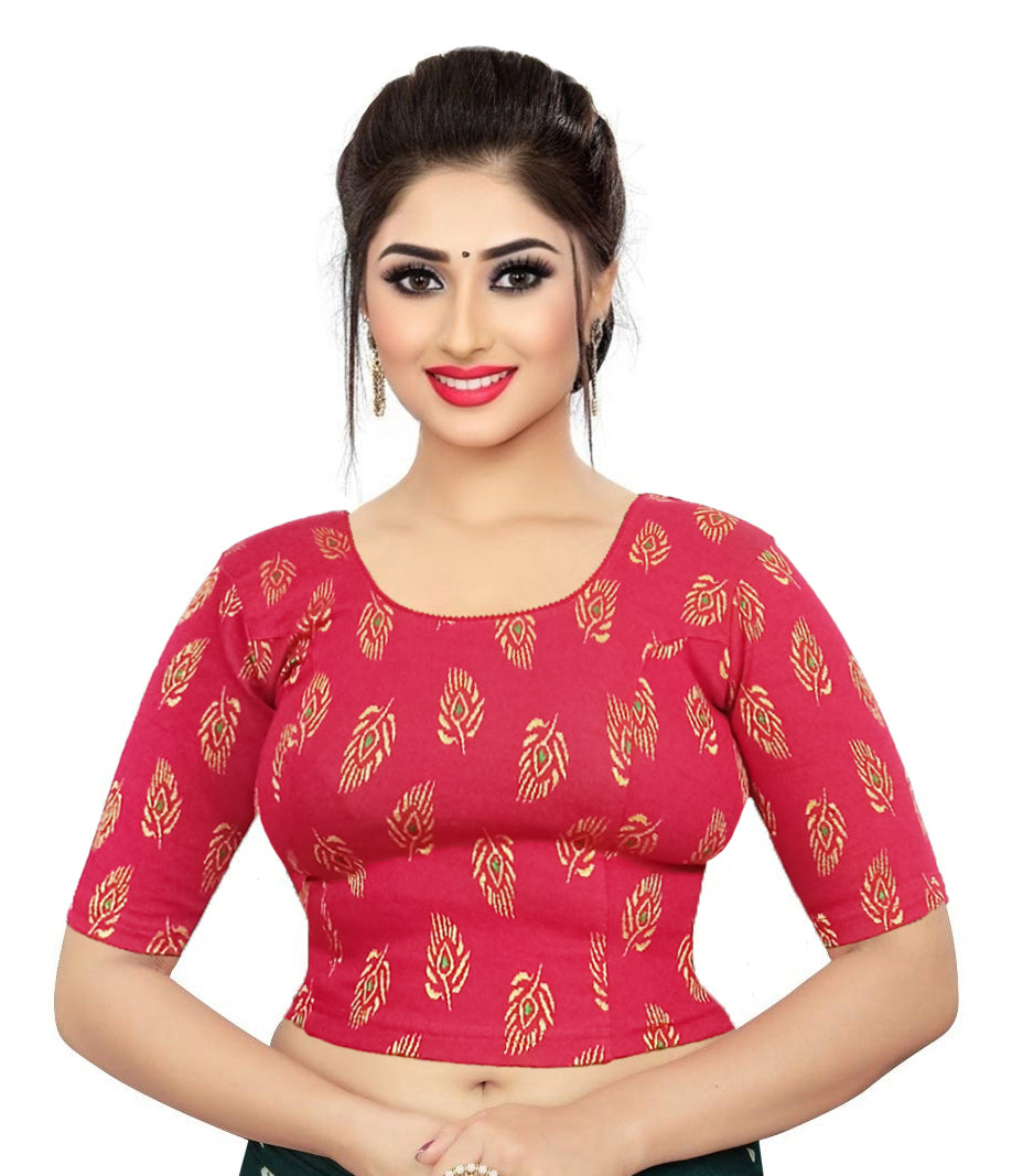 PU Fashion Jacquard Cotton Blouse – Readymade, Breathable & Stylish Woven Design