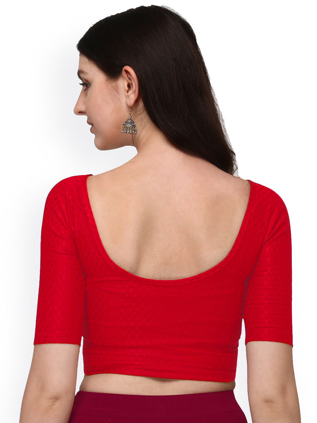 PU Fashion Cotton Stretchable Elbow Sleeve Saree Blouse – Soft & Stylish