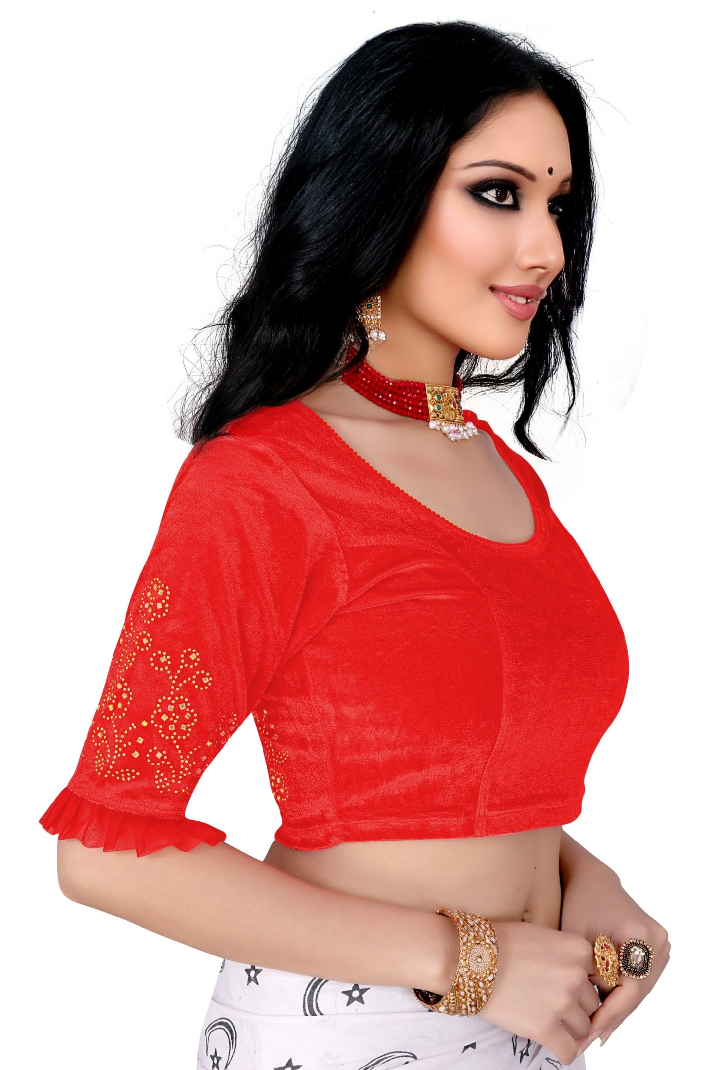 PU Fashion Stretchable Sequin Embroidery Blouse for Saree, Lehenga & Party Wear