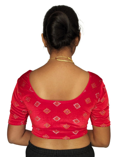 PU Fashion Stretchable Velvet Sequin Blouse for Saree, Lehenga, and Party Wear