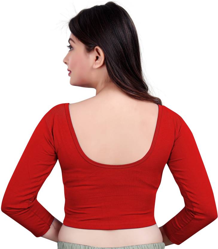 PU Fashion Cotton Stretchable Blouse – Round Neck, Full Sleeve, Readymade Crop Top