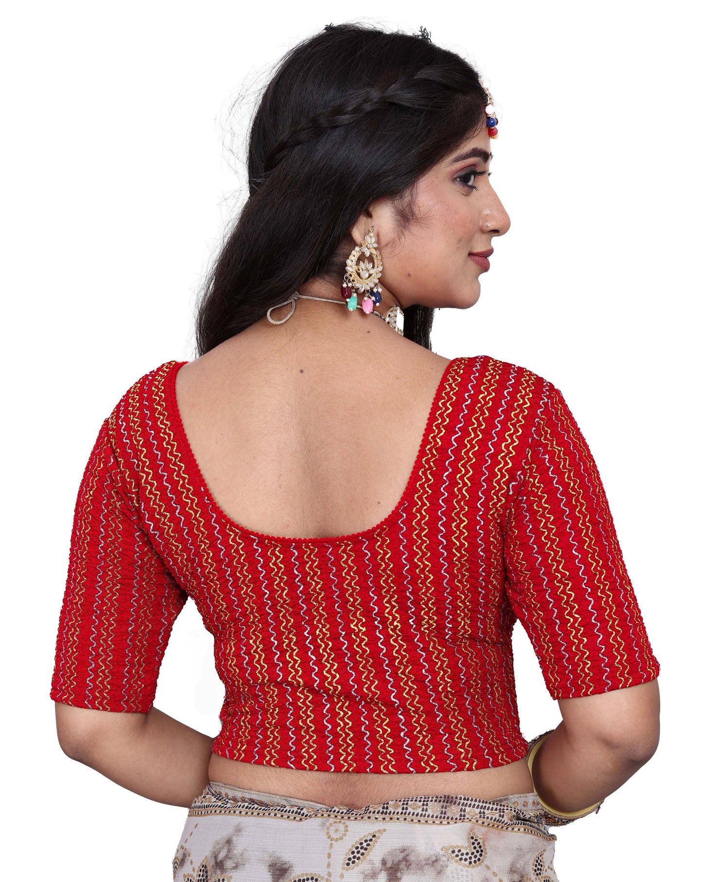PU Fashion Designer Stretchable Embroidery Blouse for Saree & Lehenga