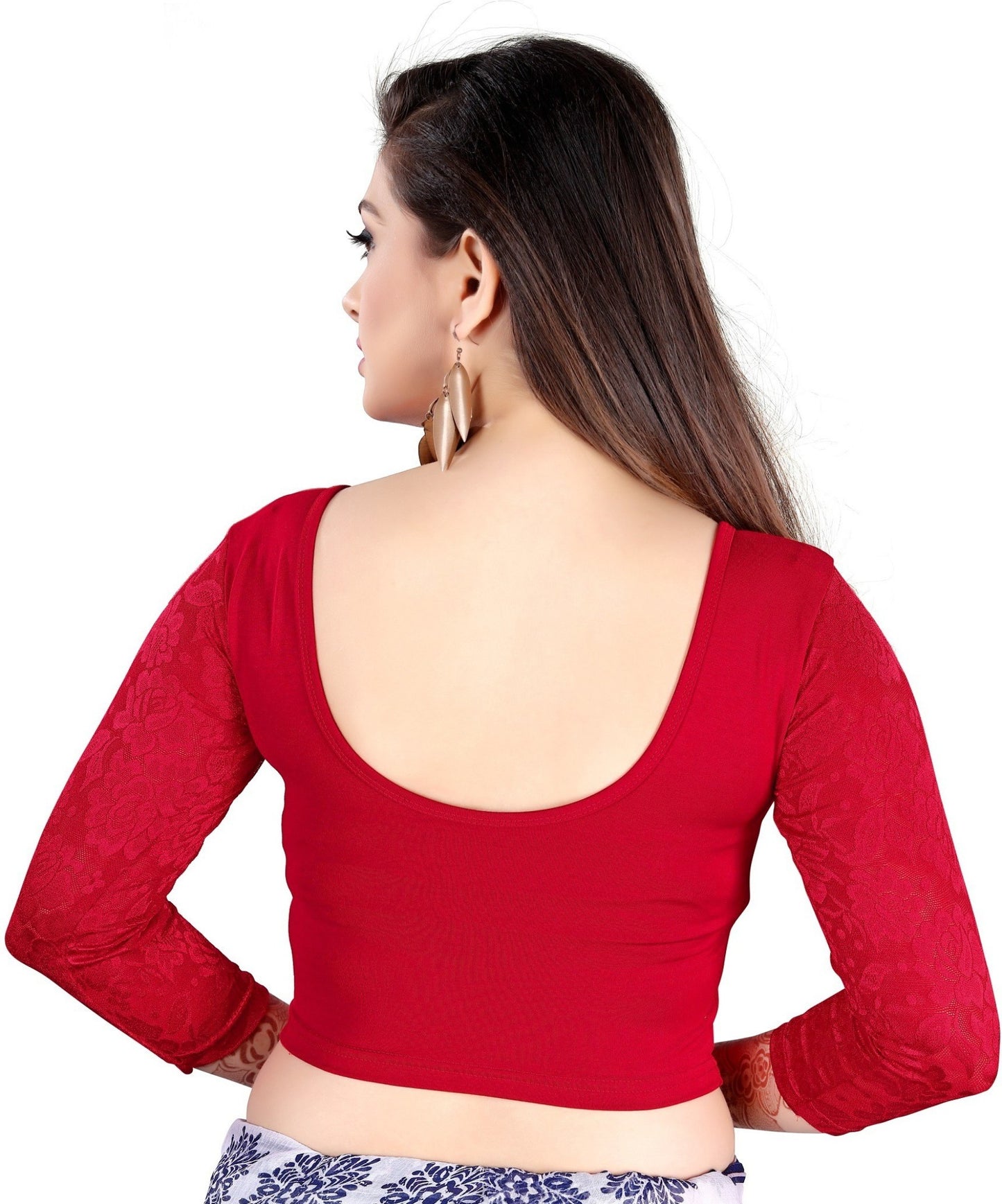 PU Fashion Stretchable Cotton Lycra Blouse – Readymade Long Sleeve Net Choli
