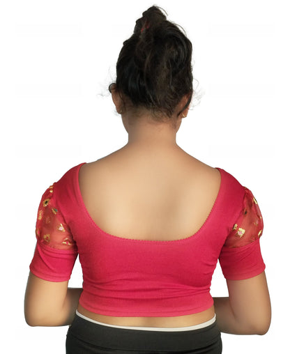 Stretchable Cotton Lycra Blouse with Stylish Puff Sleeves – Breathable & Comfortable | PU Fashion