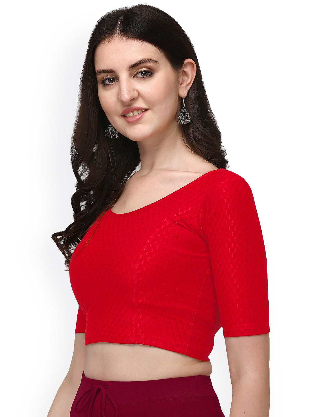 PU Fashion Cotton Stretchable Elbow Sleeve Saree Blouse – Soft & Stylish