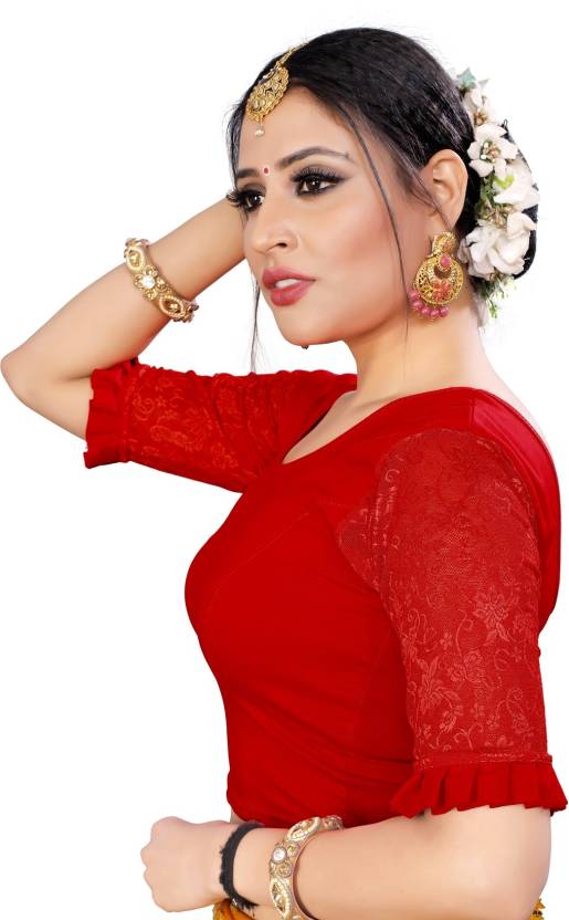 PU Fashion Pure Cotton Stretchable Saree Blouse – Breathable, Skin-Friendly, Full Sleeve