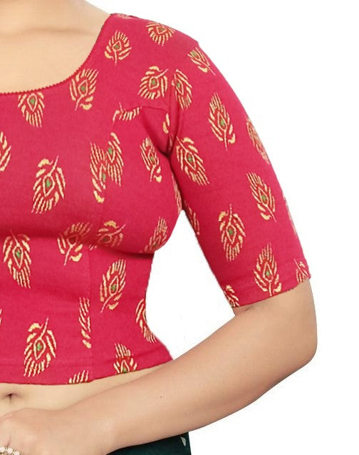 PU Fashion Jacquard Cotton Blouse – Readymade, Breathable & Stylish Woven Design