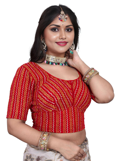 PU Fashion Designer Stretchable Embroidery Blouse for Saree & Lehenga