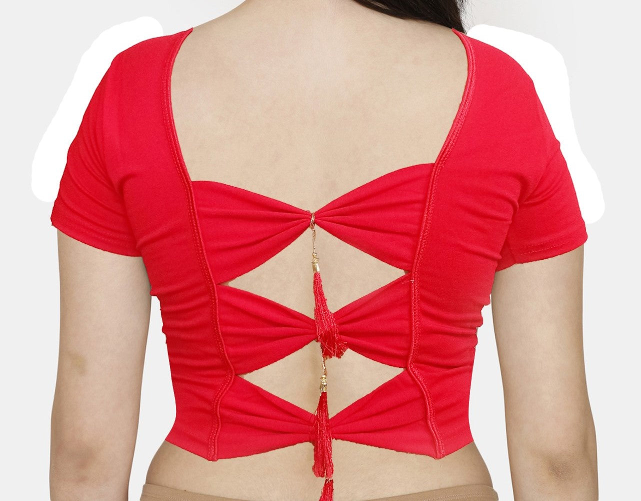 PU Fashion Backless Butterfly Blouse – Stylish Cotton Stretchable Saree Blouse