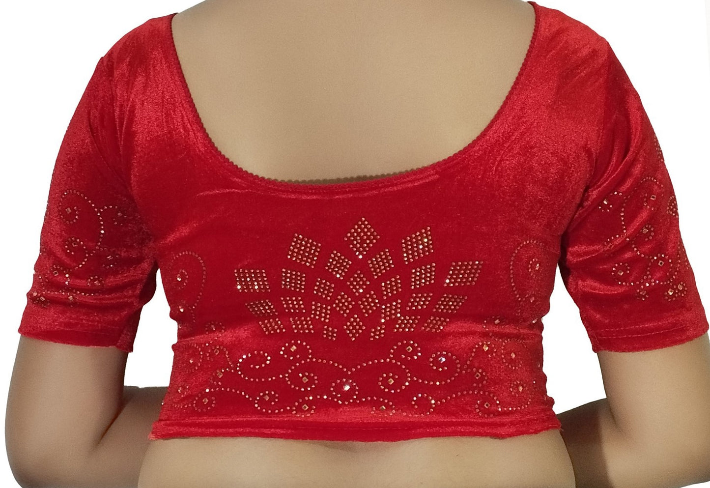 PU Fashion Women's Fancy Velvet Blouse with Stone Work | Stylish Readymade Saree Blouse for Party & Wedding