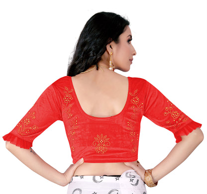 PU Fashion Stretchable Sequin Embroidery Blouse for Saree, Lehenga & Party Wear