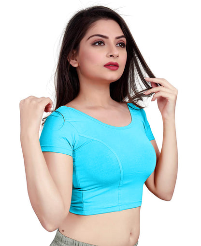 PU Fashion Stretchable Cotton Lycra Blouse – Short Sleeve Readymade Choli