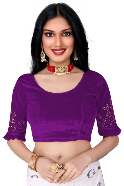 PU Fashion Stretchable Sequin Embroidery Blouse for Saree, Lehenga & Party Wear