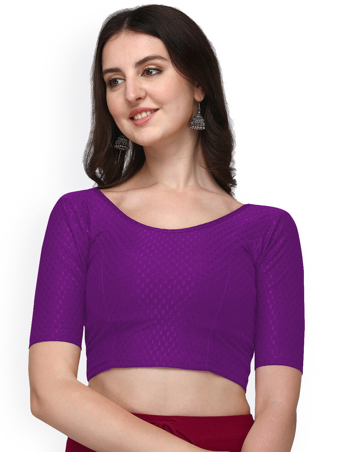PU Fashion Cotton Stretchable Elbow Sleeve Saree Blouse – Soft & Stylish