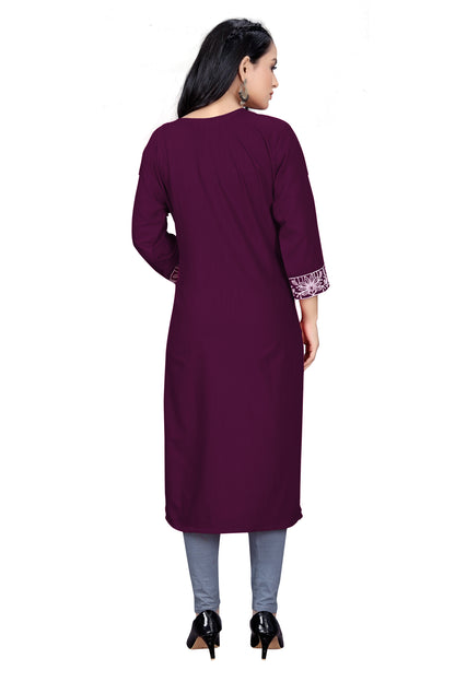 PU Fashion Chikankari Style Embroidered Long Kurti for Women | Elegant Straight Fit for Office & Festive Wear