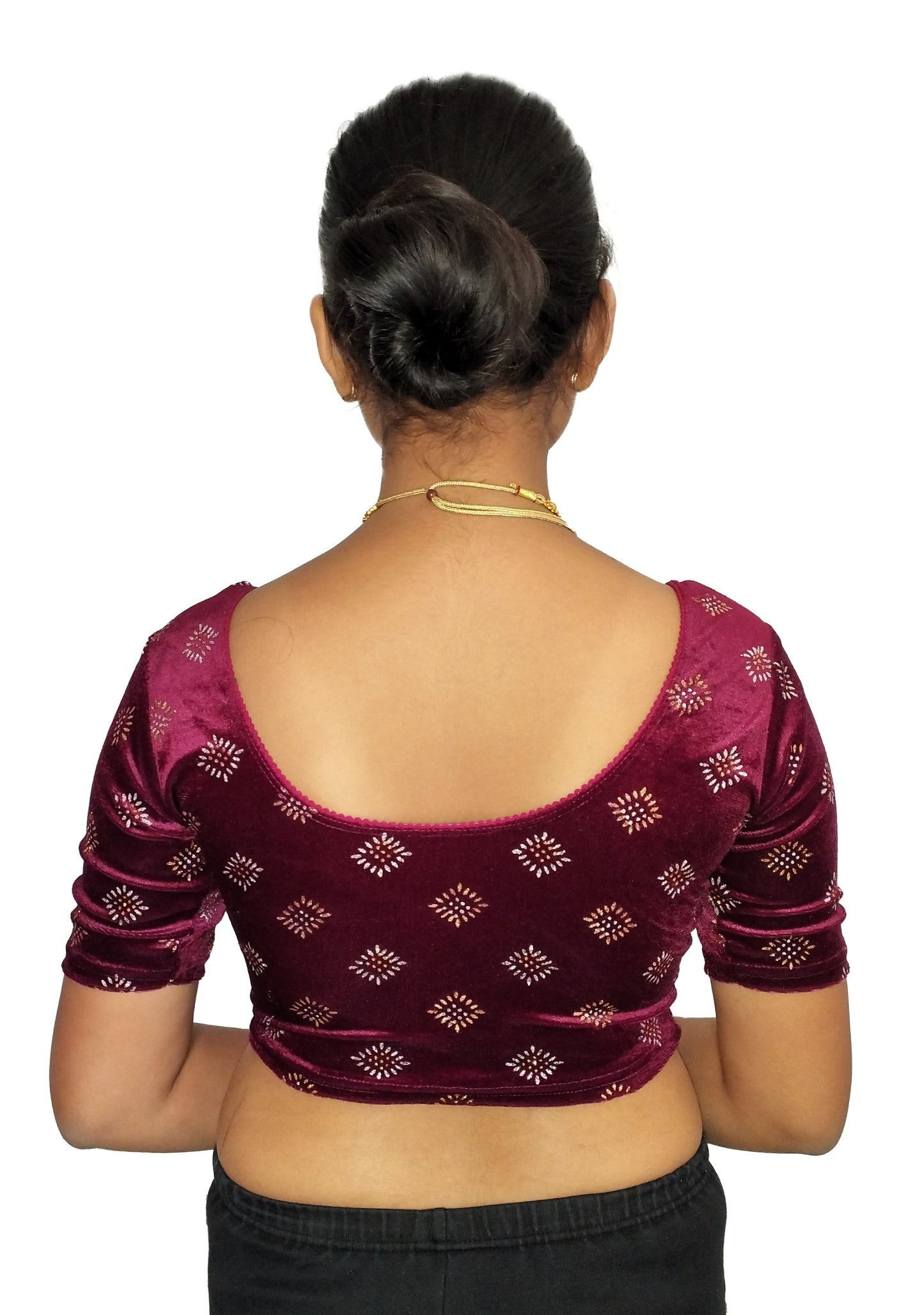 PU Fashion Stretchable Velvet Sequin Blouse for Saree, Lehenga, and Party Wear