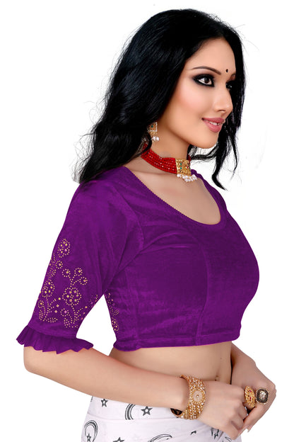 PU Fashion Stretchable Sequin Embroidery Blouse for Saree, Lehenga & Party Wear