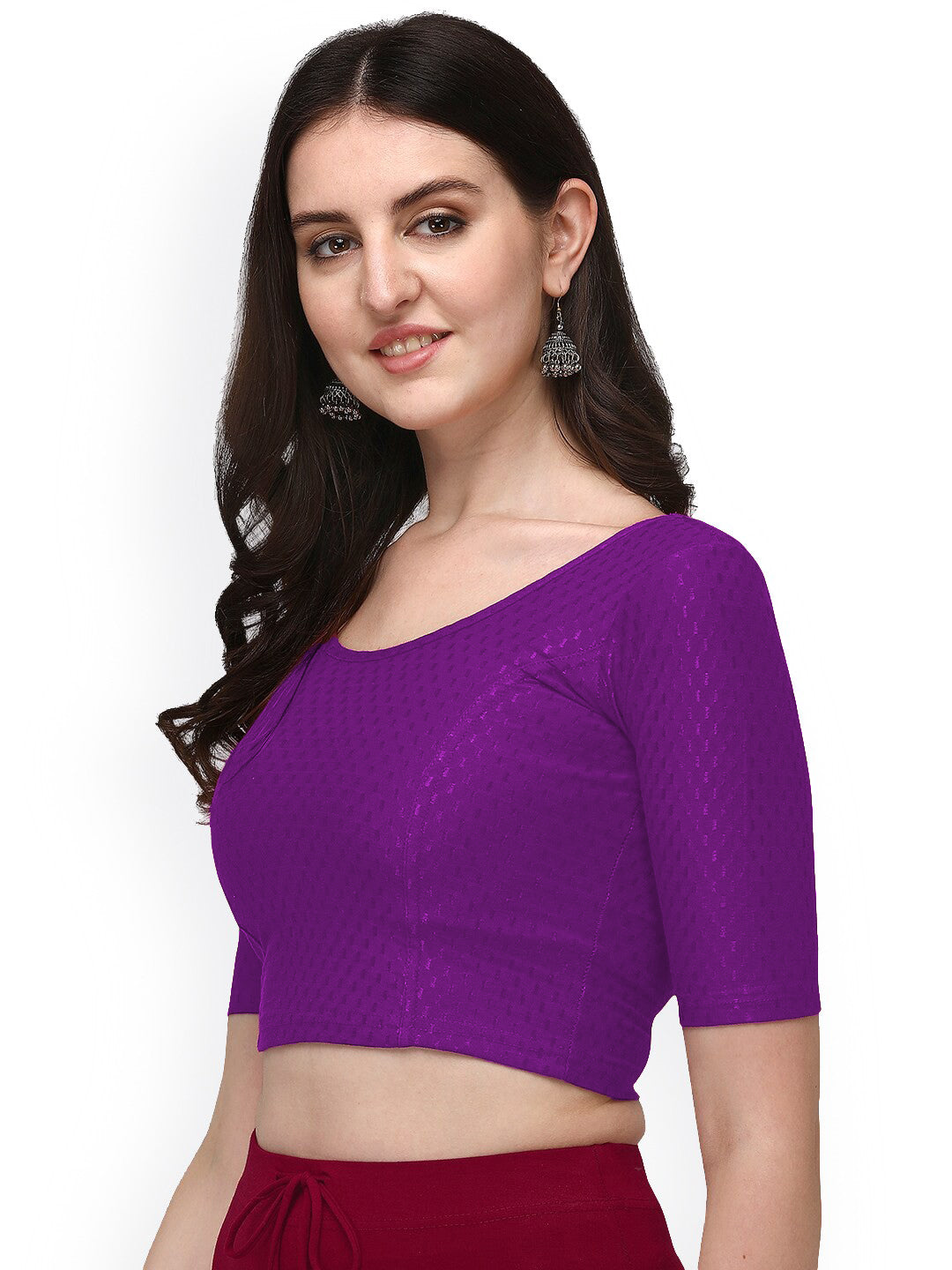 PU Fashion Cotton Stretchable Elbow Sleeve Saree Blouse – Soft & Stylish