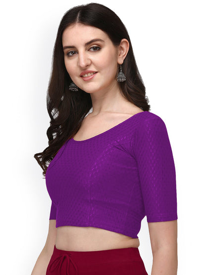 PU Fashion Cotton Stretchable Elbow Sleeve Saree Blouse – Soft & Stylish