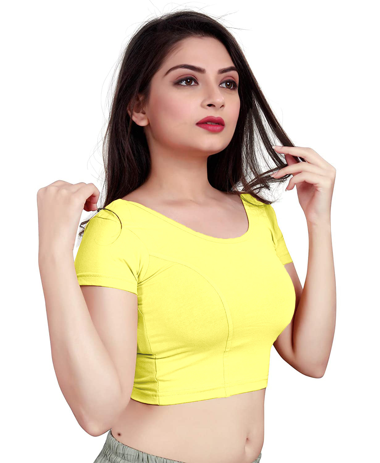 PU Fashion Stretchable Cotton Lycra Blouse – Short Sleeve Readymade Choli