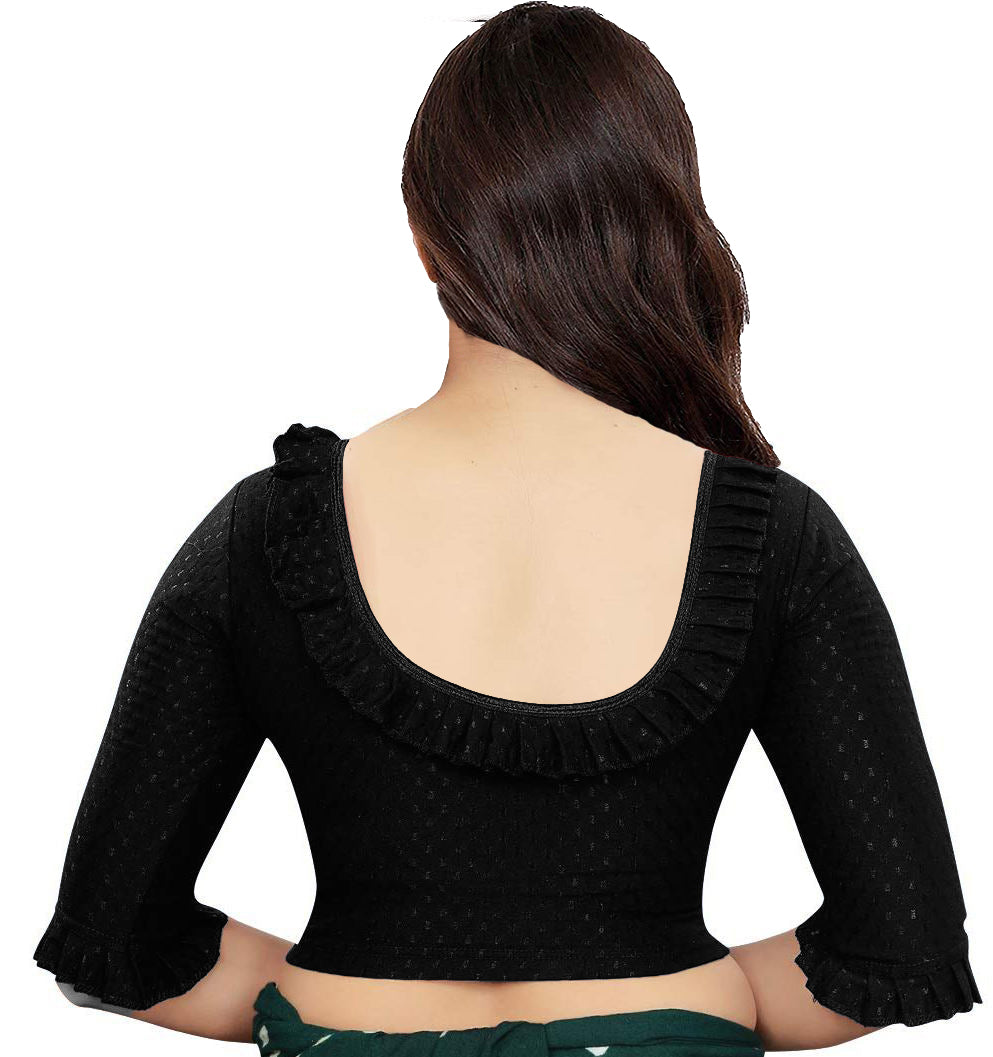 PU Fashion Frill Design Blouse – Stylish Stretchable Readymade Saree Blouse